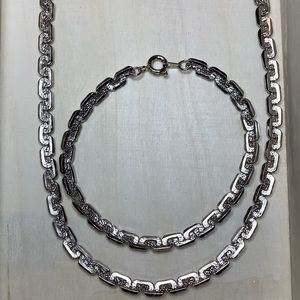 new vintage costume 4 mm silver nugget set interlocking chain links